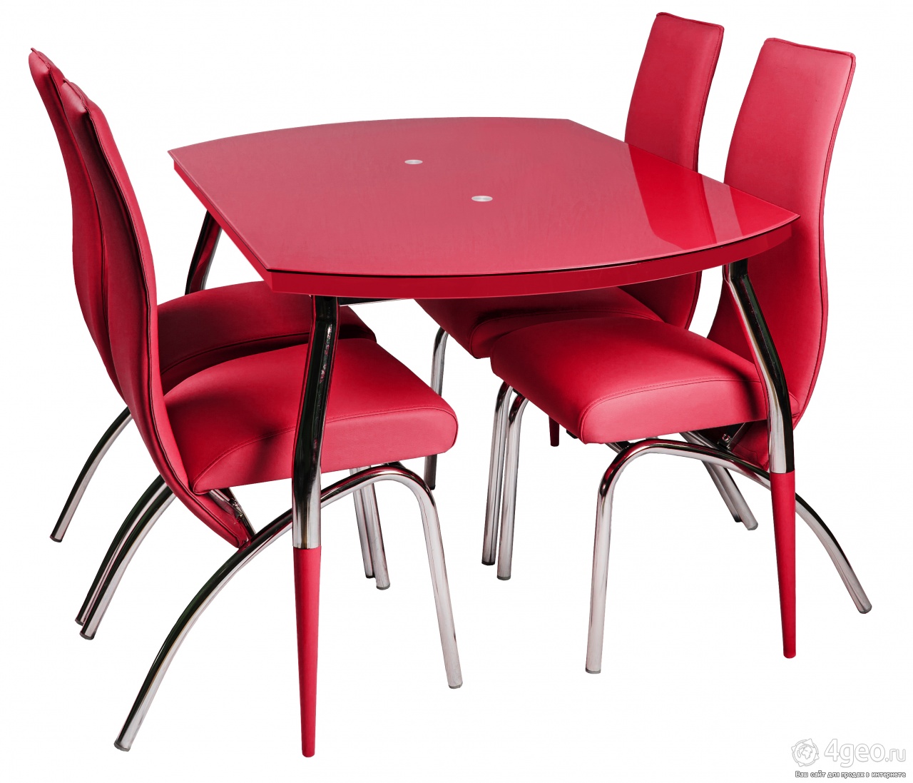 Красный стол со стульями